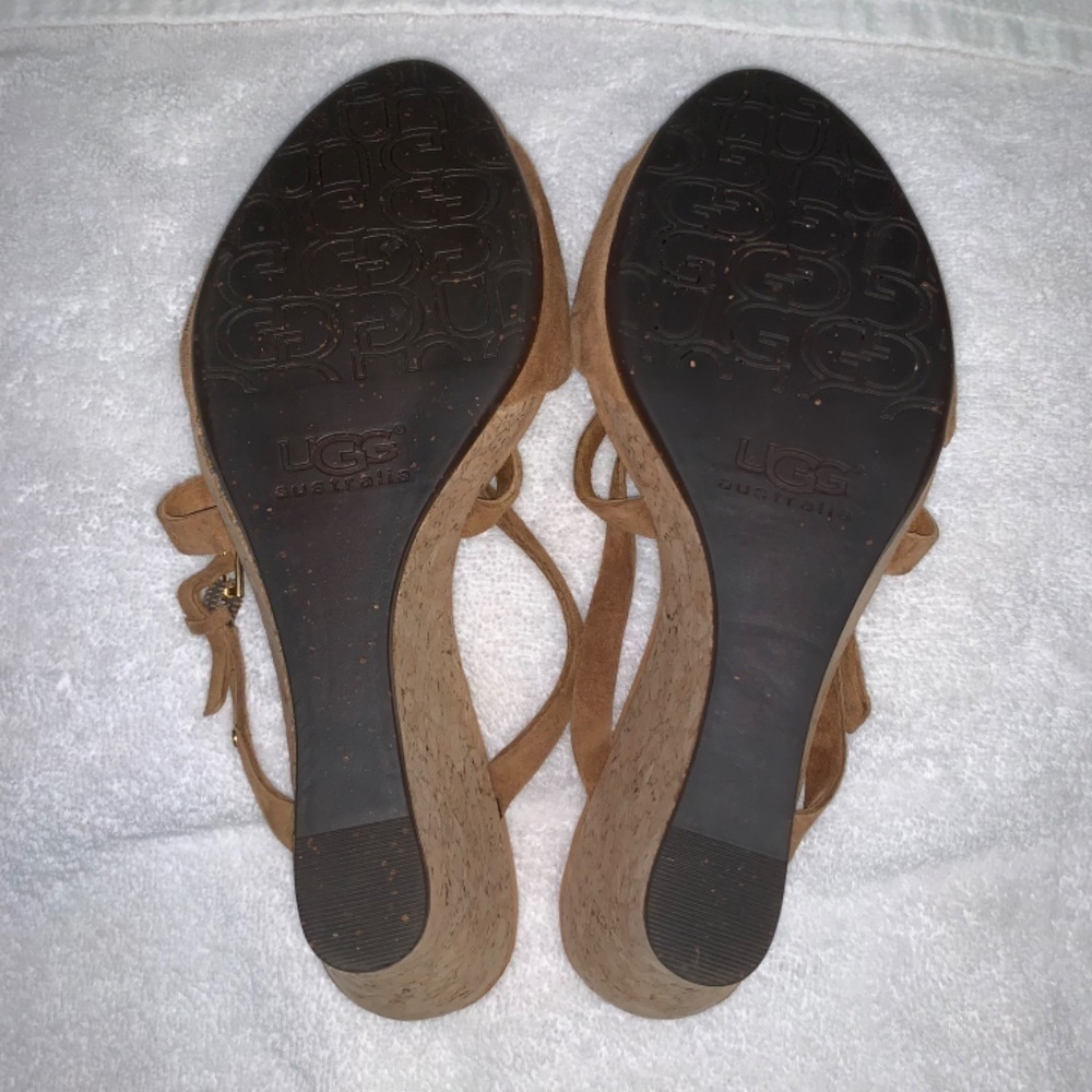 Ugg (EUC) Suede Leather Platform Wedge sandals, Sz. 10 - Picture 6 of 10